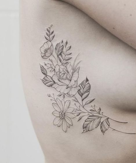 ankle-bouquet-daisy-flower-tattoo