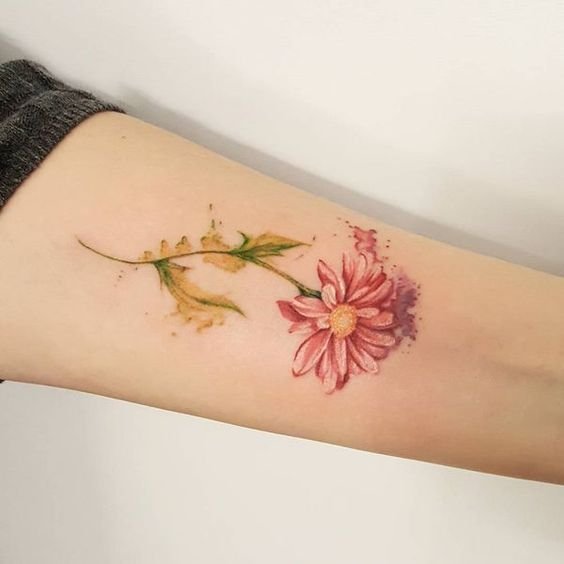 watercolordaisyflowertattoo girlterestmag